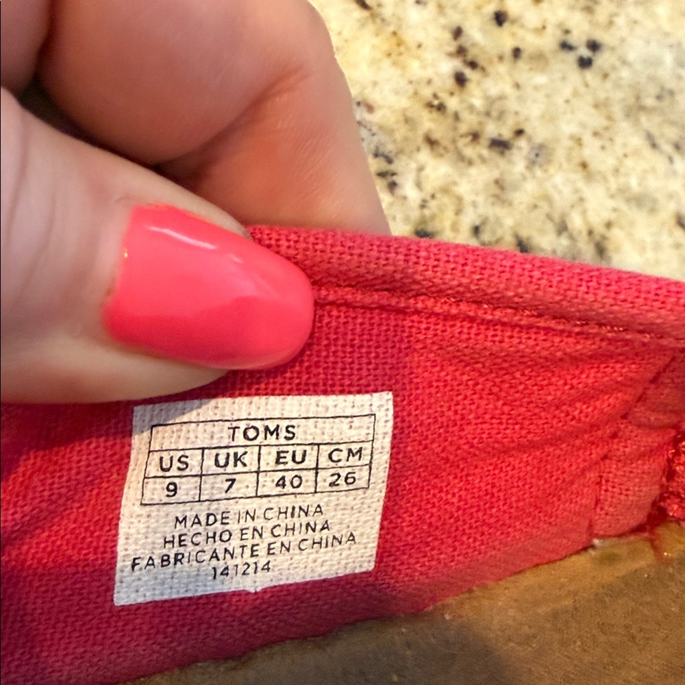 TOMS Classic Slip On Shoes Women 9 Pink Blue Canvas Casual Flats - Picture 7 of 7